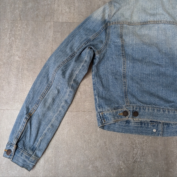 Life In Progress Jacket Womens Medium Blue Denim Button Front Crop Jean Jacket - Picture 7 of 8
